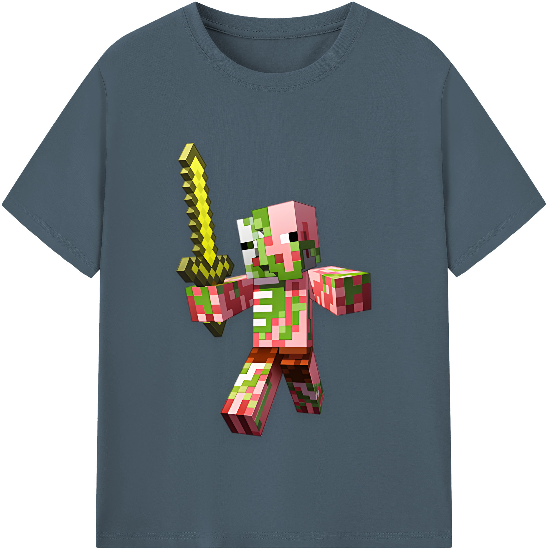 （画像用） マインクラフト ブロックの世界 Minecraft MC Block world 綿100％半袖Tシャツ（フロントプリント）